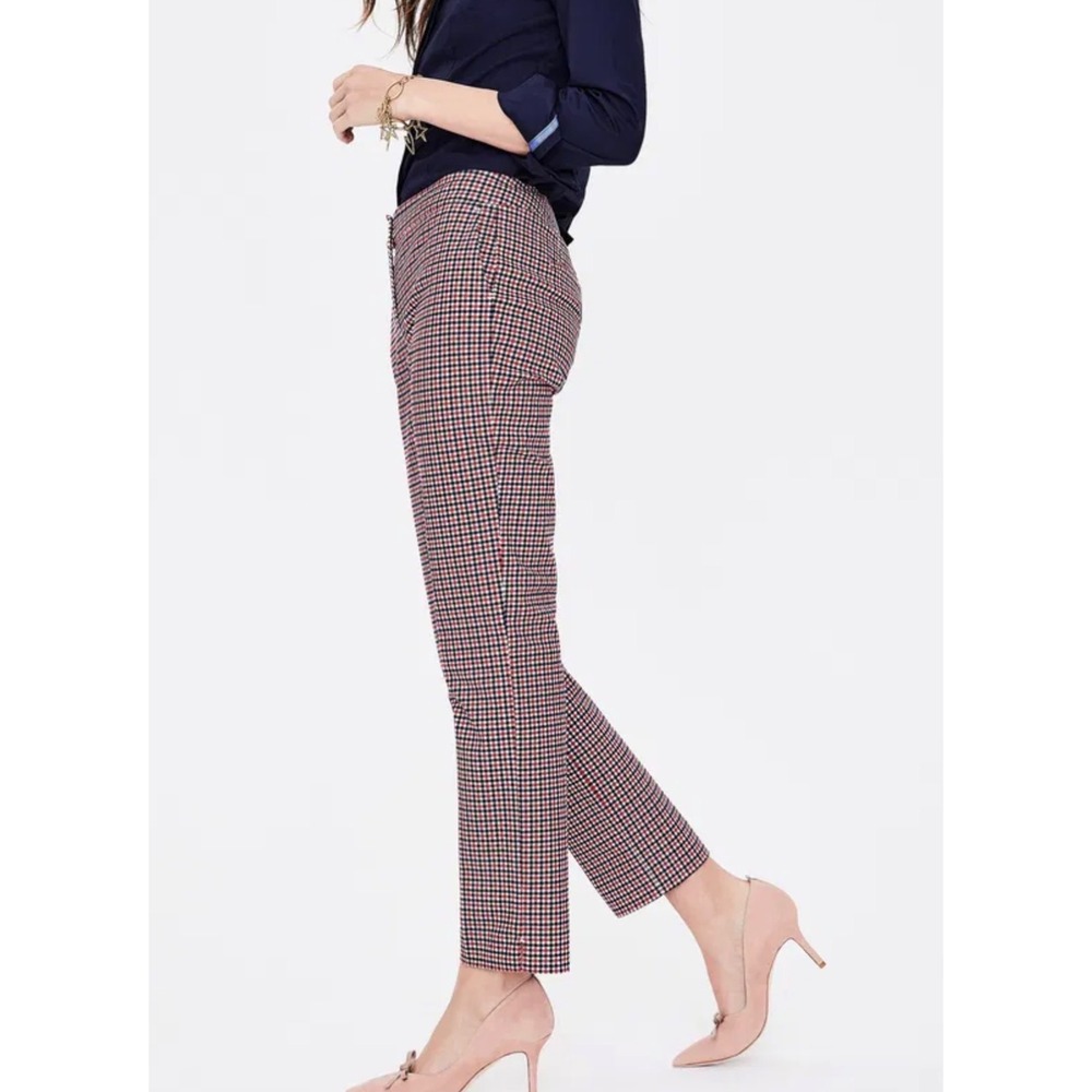 Boden Pants Richmond Ankle Women 6 Slim Straight Pink Navy Blue Preppy Plaid
